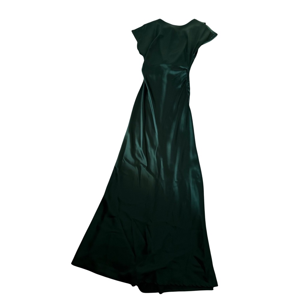 Lulu's Emerald Green Satin Maxi Dress Cowl Neck Formal XS